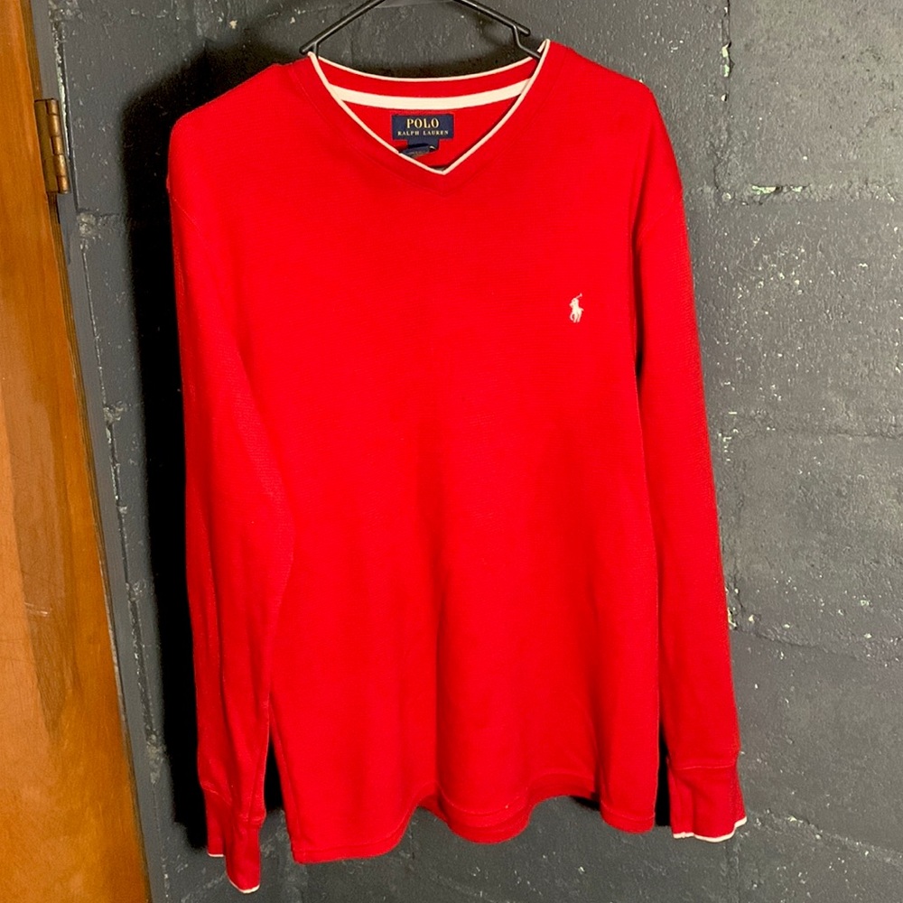 Red Ralph Lauren V-Neck Sweater(Medium)